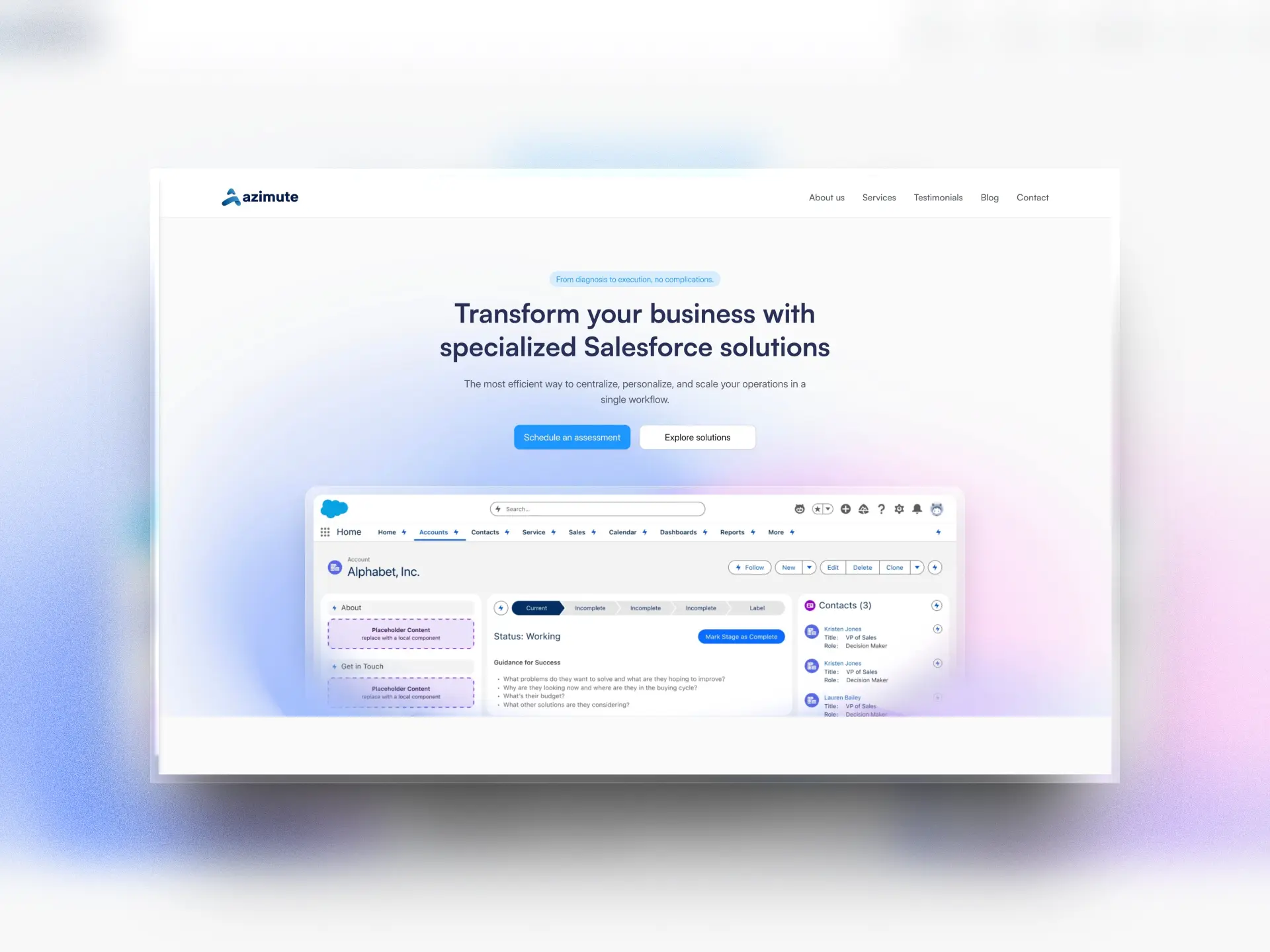 Captura del sitio web de Azimute